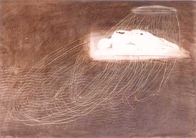 Imre Mariann: szent Cecília :: vegyes technika (fotoemulzió, papír) 70×100cm, 1997