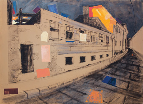 Letűnt utcakép 1., 2013, olaj, vászon, 90x126 cm